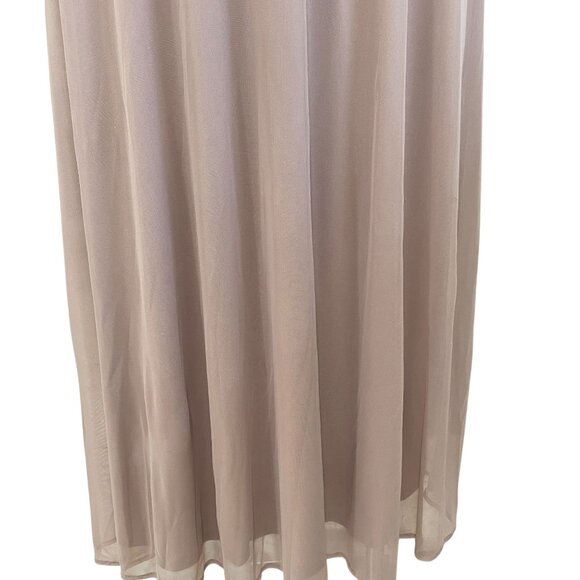 R&M Richards 16W Formal Evening Gown Silver Chiffon Ruched Maxi Prom Gala - Picture 9 of 12